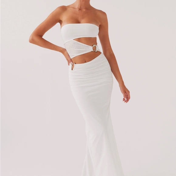 Peppermayo White Strapless Cutout Maxi Dress - Picture 1 of 4